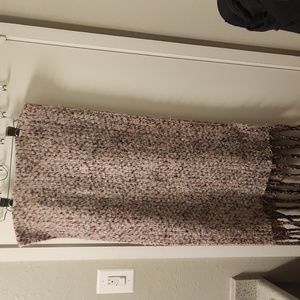 Fringe Trim Blanek Scarf pink tones 19" wide long  73